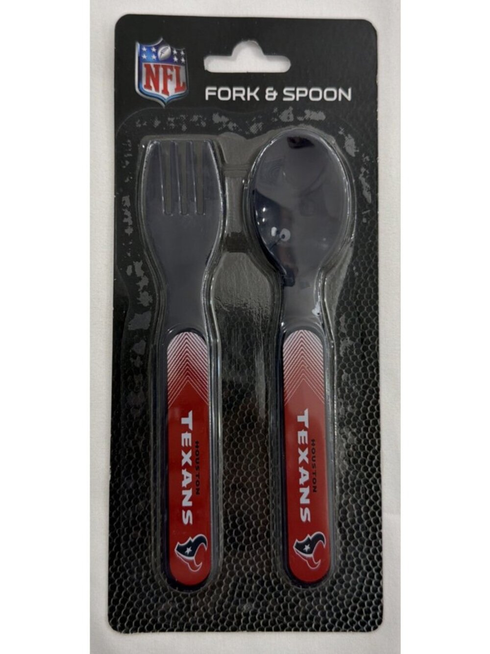 Kids 2pc Navy/Red NFL Houston Texans Fork and Spoon Set BPA Free